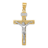 14K Two-tone Diamond-cut Lattice Cross with Crucifix Pendant M2595