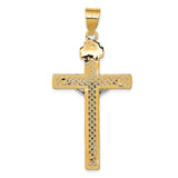 14K Two-tone Diamond-cut Lattice Cross with Crucifix Pendant M2595