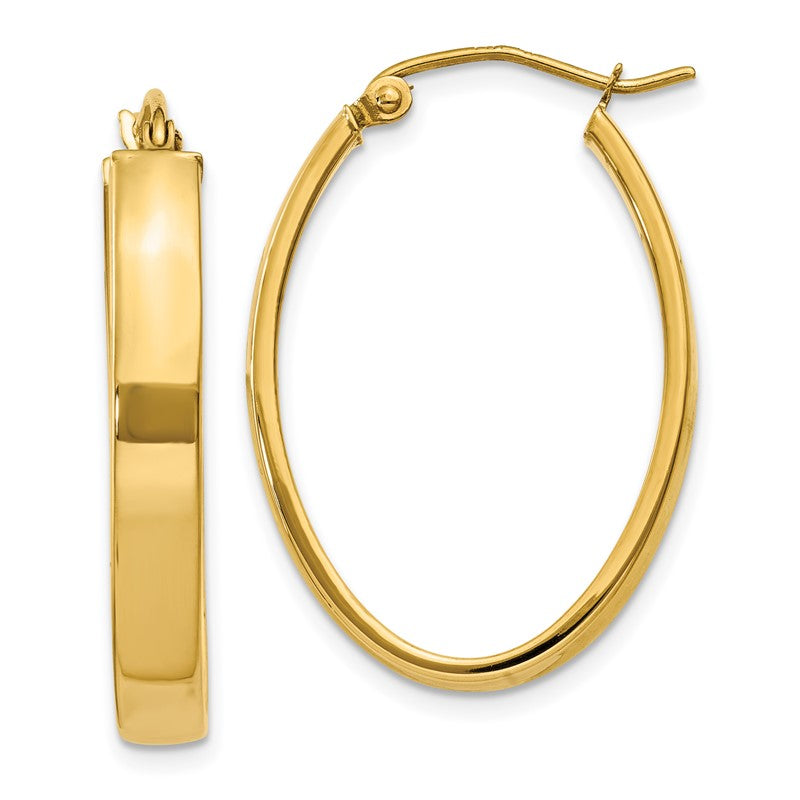 14k 4x30mm Lightweight Oval Tube Hoop Earrings TC658