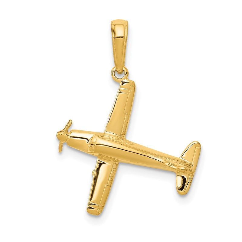 14k 3-D Low-Wing Airplane Pendant D1225