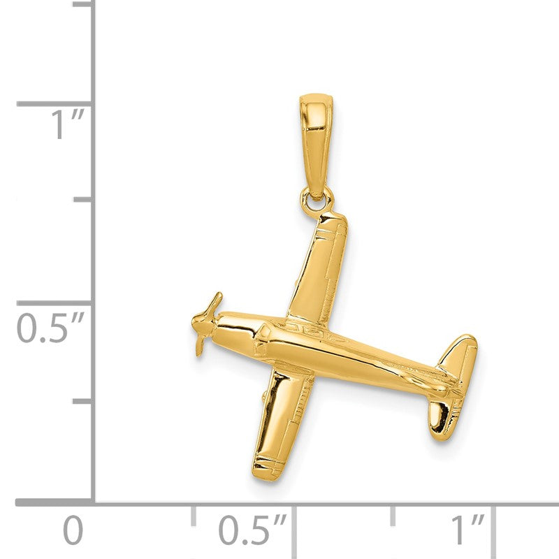 14k 3-D Low-Wing Airplane Pendant D1225