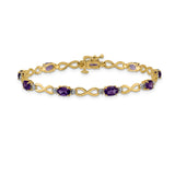 14k Complete Oval Amethyst and Diamond Infinity Link 7 inch Bracelet BM4494
