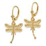 14k Dragonfly with Filigree Wings Dangle Leverback Earrings TM750