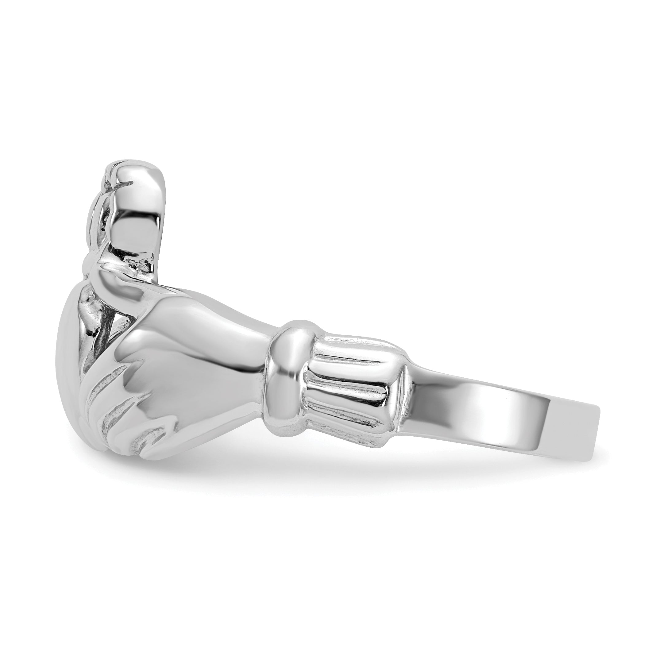 14k White Gold Mens Polished Claddagh Ring K4775