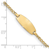 14k Polished Semi-Solid Chain/Solid Plate Curb Link Oval 18.5x8.5mm Plate 5.5 inch Baby/Child ID Bracelet DCID144