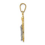 14K Two-tone INRI Fleur de Lis Crucifix Charm D3675