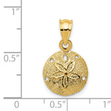 14k Solid Polished Laser-Cut Sand Dollar Pendant D1395