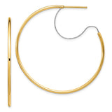 14K Two-Tone Large 2x45mm D/C Wire Polished Hoop Earrings TF1642