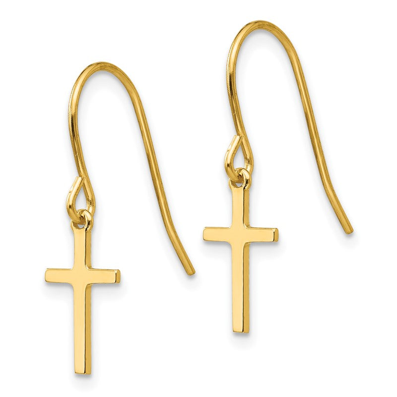 14k Cross Dangle French Hook Earrings TM788
