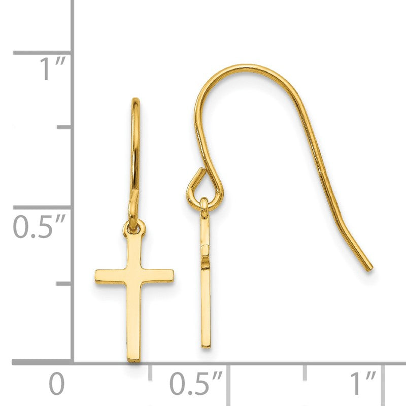14k Cross Dangle French Hook Earrings TM788