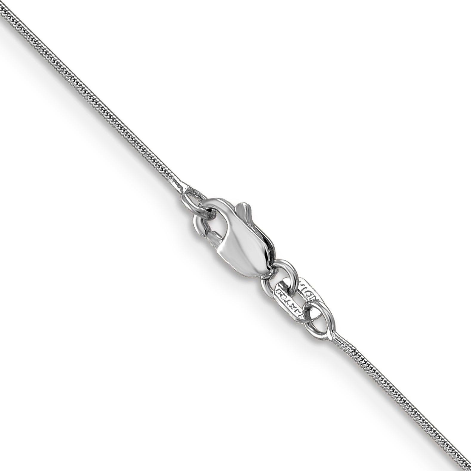 14K White Gold 14 inch .8mm Round Snake with Lobster Clasp Chain WSNA060
