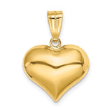 14K Polished and Textured 3-D Puffed Heart Pendant K5833