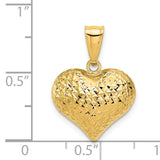 14K Polished and Textured 3-D Puffed Heart Pendant K5833