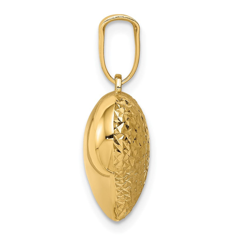 14K Polished and Textured 3-D Puffed Heart Pendant K5833