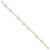 14k Tri-color Polished and Textured Round Circles and Ovals 18 inch Necklace SF1840