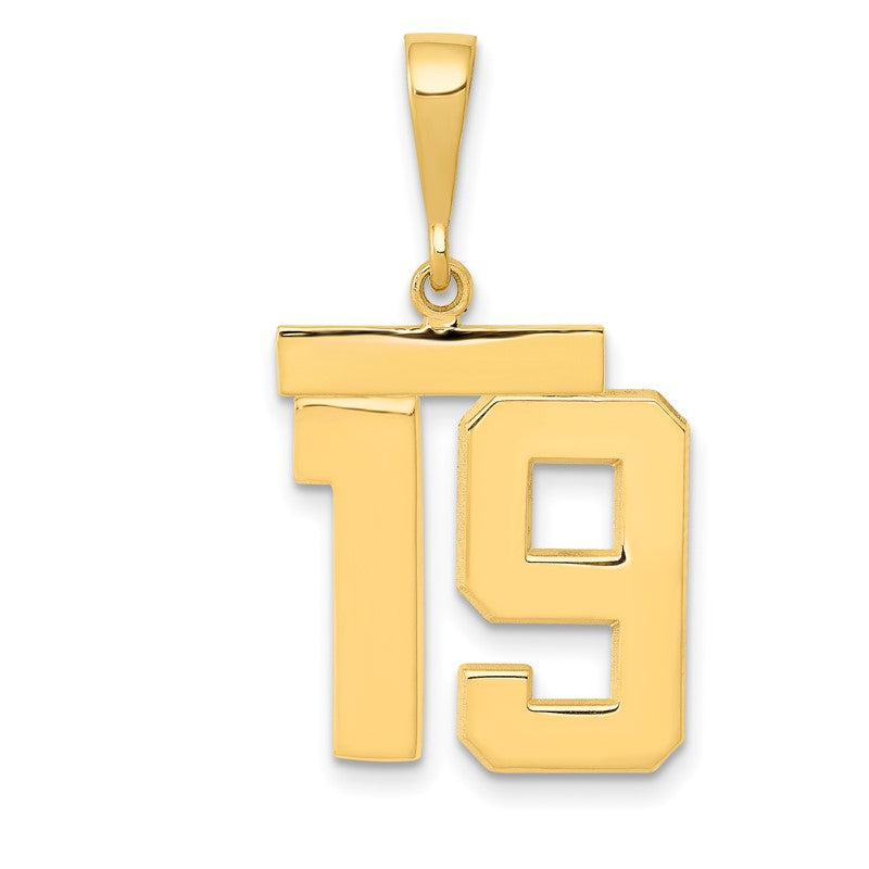 14k Medium Polished Number 19 Charm MP19