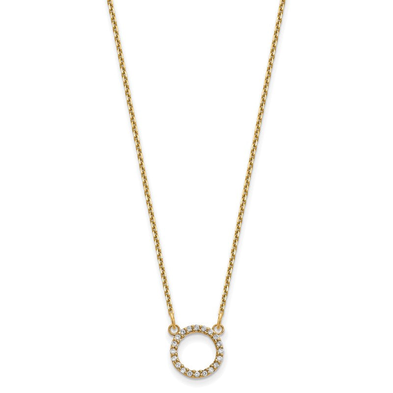 14k Polished 1/15 carat A Diamond Open Circle 18 inch Necklace XP5027A