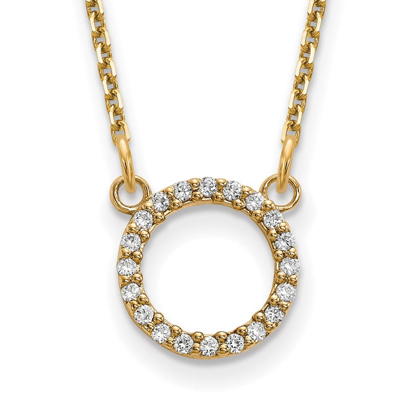 14k Polished 1/15 carat A Diamond Open Circle 18 inch Necklace XP5027A