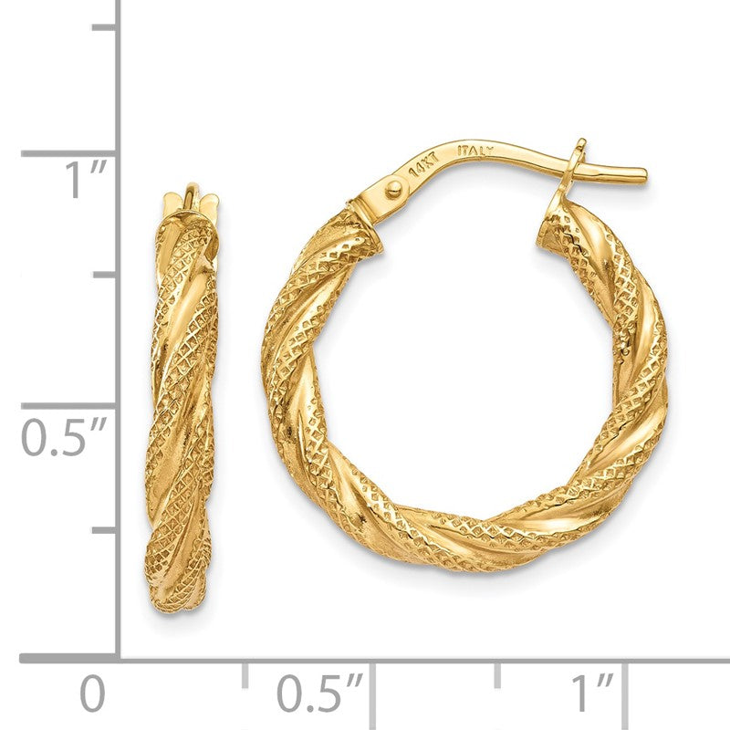 14K Twisted Textured Hoop Earrings TH693