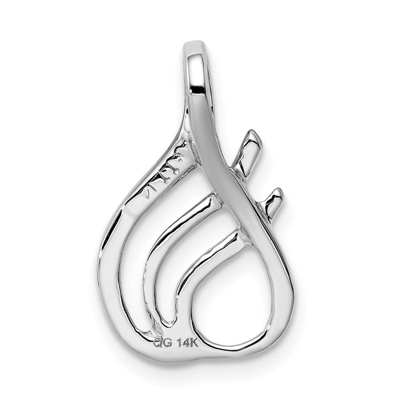 14k White Gold Polished Slide Fits up to 2mm Regular/4mm Fancy or Reversible Omega SLW125