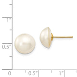 14k 10-11mm White Freshwater Cultured Mabe Pearl Post Earrings XMP92