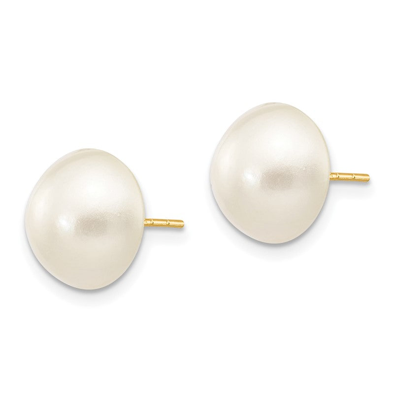 14k 10-11mm White Freshwater Cultured Mabe Pearl Post Earrings XMP92