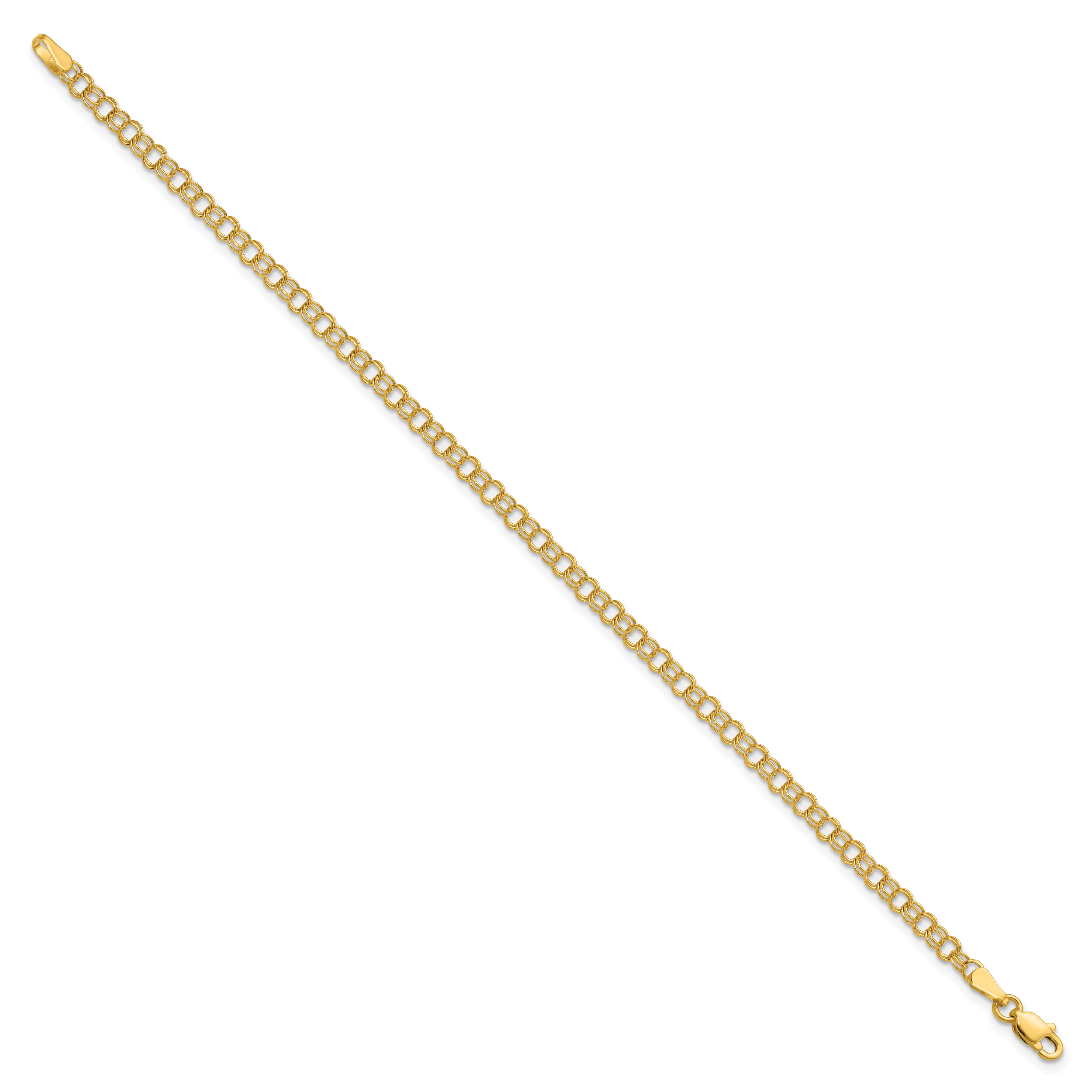 14k 3.5mm Solid Double Link 7 inch Charm Bracelet DO554
