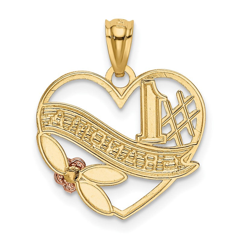 14k Two-tone with White Rhodium #1 GRANDMA Heart Pendant K2672