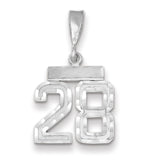 14kw Small Brushed Diamond-cut Number 28 Charm WSN28
