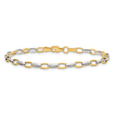 14k Two-tone Polished Oval Cable Link 7.25 inch Bracelet FB1390
