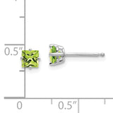 14k White Gold 4mm Square Step-Cut Peridot Post Earrings XE60WPE
