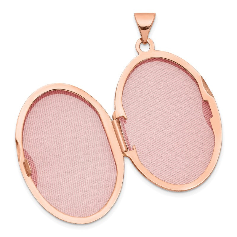 14k Rose Gold Polished Domed Plain 26mm Oval Locket XL677