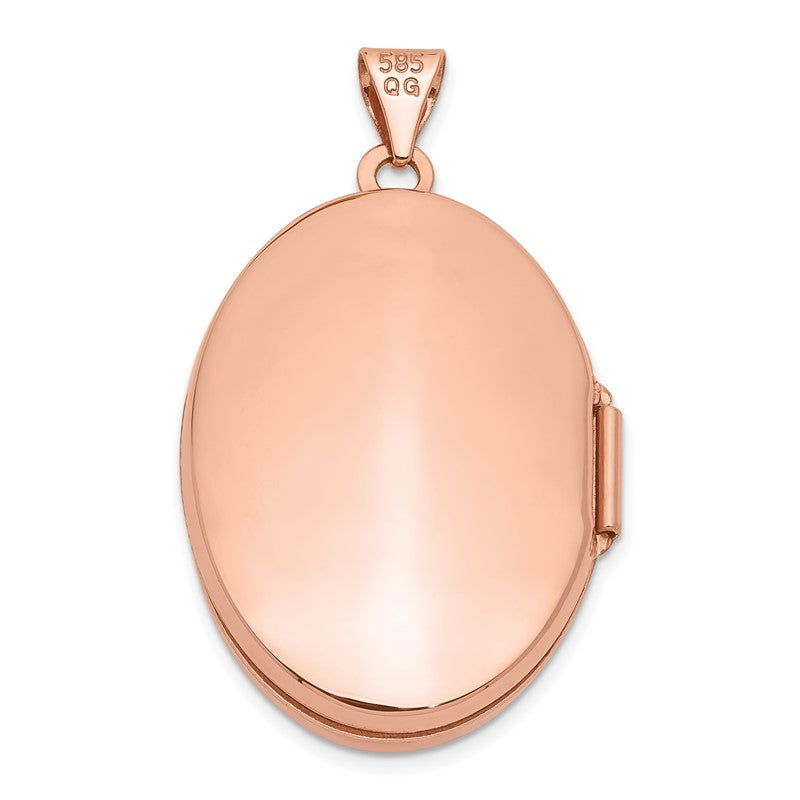 14k Rose Gold Polished Domed Plain 26mm Oval Locket XL677