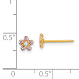 Inverness 14k June Pink Crystal Birthstone Flower Post Piercing Earrings 786E