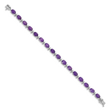 14k White Gold Complete Oval Amethyst 7 inch Bracelet BM4501