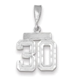 14kw Small Brushed Diamond-cut Number 30 Charm WSN30