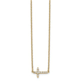 14k White Gold 1/10 carat Diamond Sideways Cross 18 inch Necklace PM4692