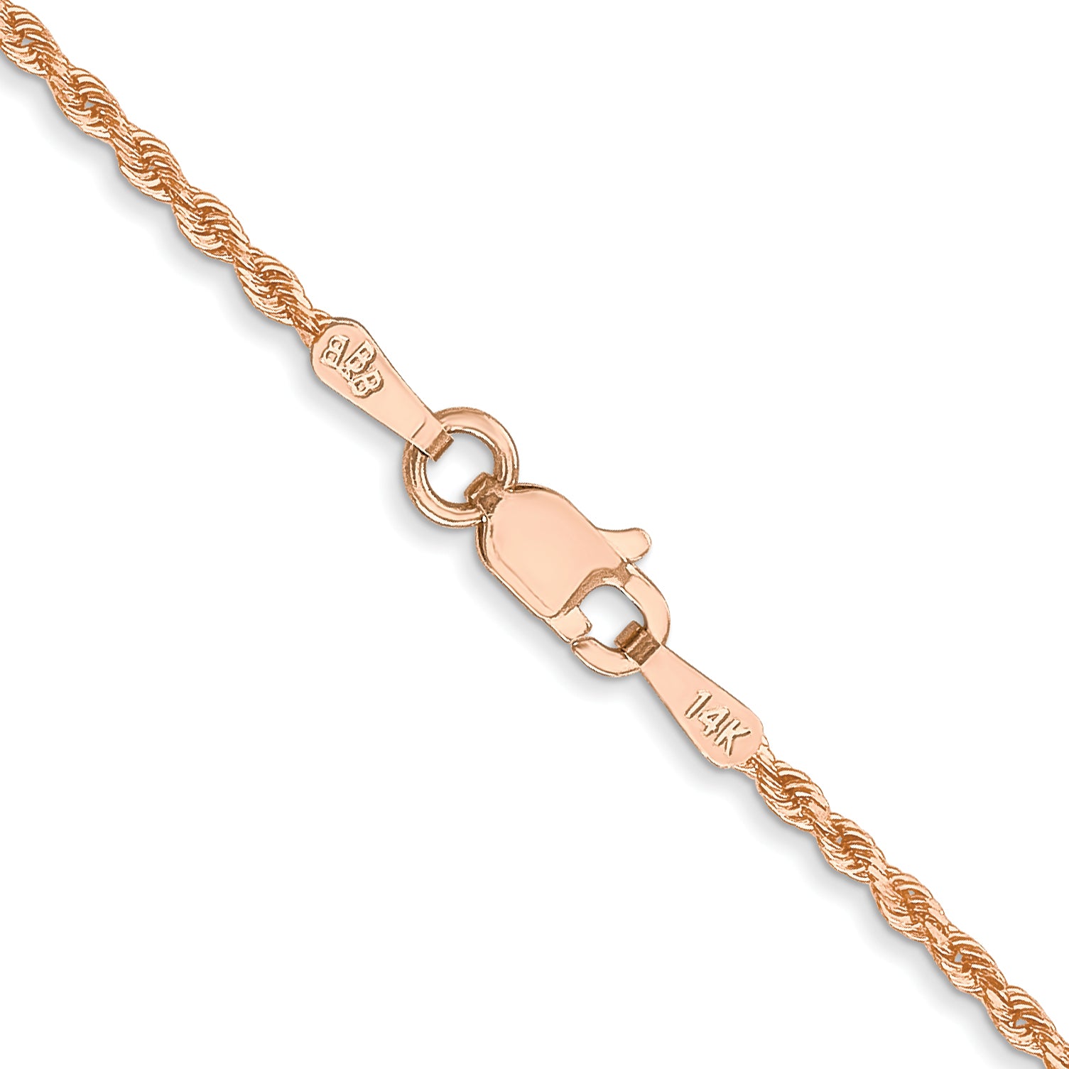 14K Rose Gold 10 inch 1.5mm Diamond-cut Rope with Lobster Clasp Anklet 012R