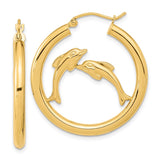 14k Polished Dolphins Hoop Earrings TF1249
