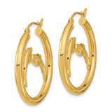 14k Polished Dolphins Hoop Earrings TF1249