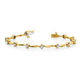 14k Complete 1 carat  Round AAA Diamond 2-prong Wavy Bar Link 7 inch Tennis Bracelet X656AAA