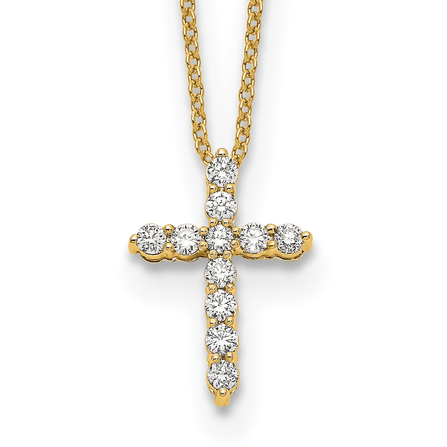 14k White Gold 1/4 carat Diamond Cross Pendant 18 inch Necklace PM1000