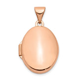 14k Rose Gold Polished Plain 17mm Oval Locket XL670