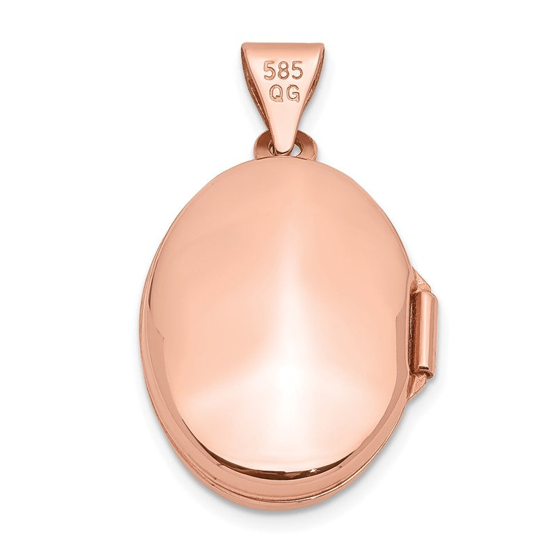 14k Rose Gold Polished Plain 17mm Oval Locket XL670