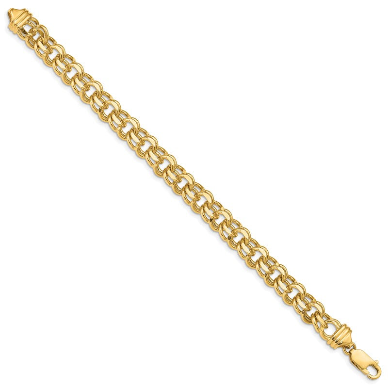 14k 8.5mm Diamond-cut Solid Heavy Double Link 7 inch Charm Bracelet DOH20