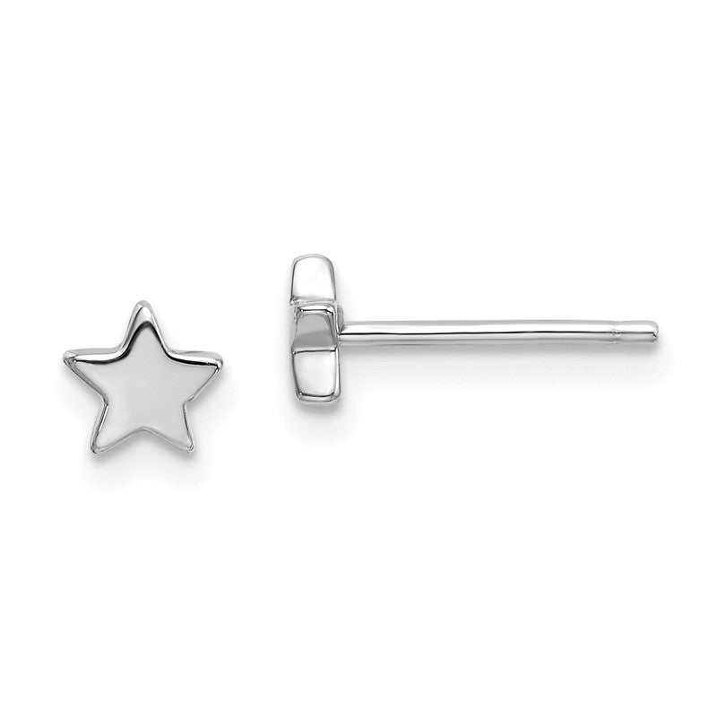 14k White Gold Polished Small Star Post Earrings TE651W