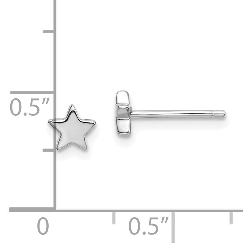 14k White Gold Polished Small Star Post Earrings TE651W