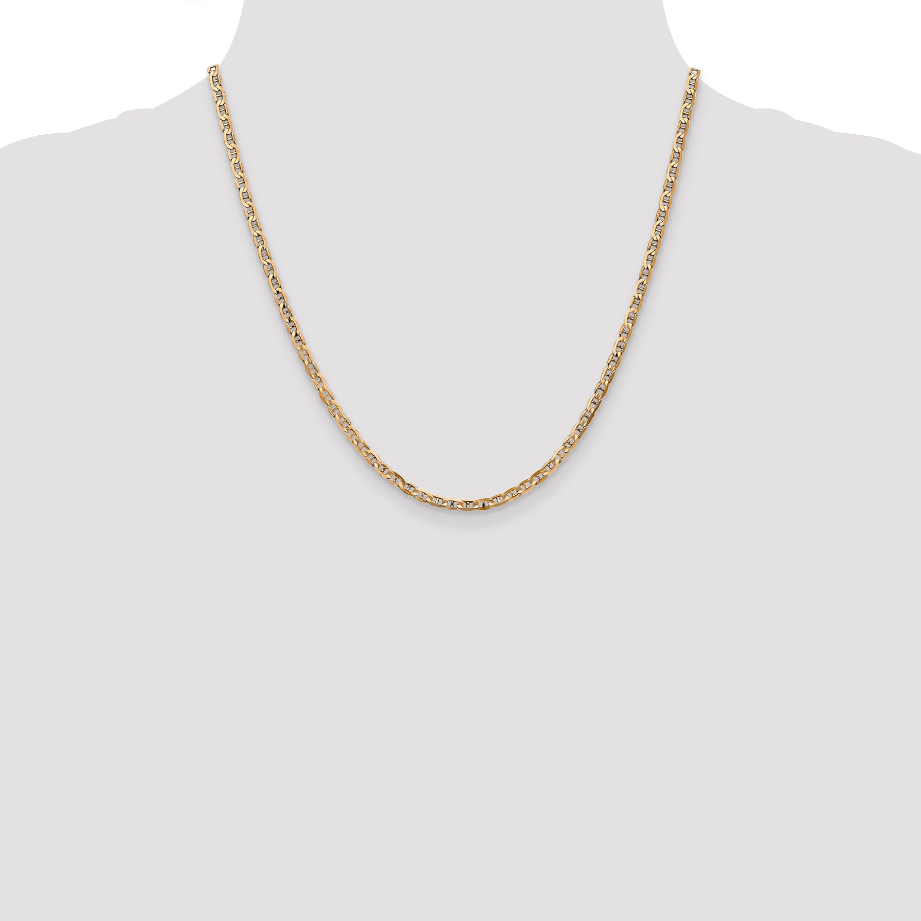 14K 10 inch 3mm Concave Anchor with Lobster Clasp Chain CCA080