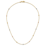 14k Tri-color Polished Diamond-cut Beads 18 inch Station Necklace SF2270