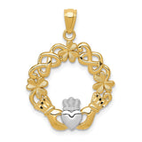 14k and White Rhodium Claddagh Pendant C3036